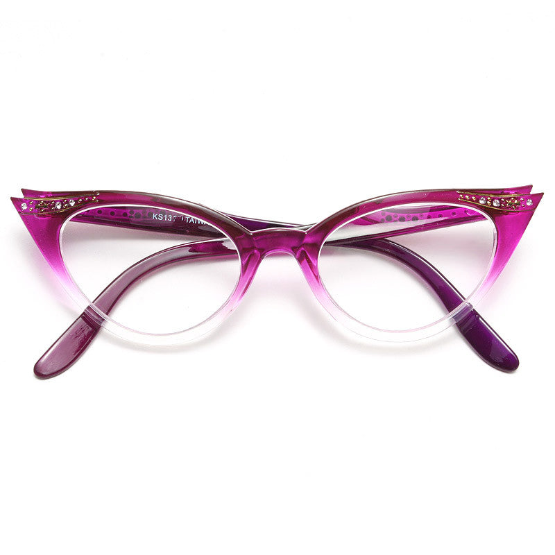 Betty Jo Rhinestone Gradient Cat Eye Clear Glasses