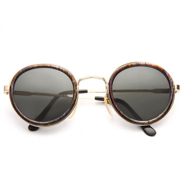 Miley Vintage Thick Round Metallic Sunglasses