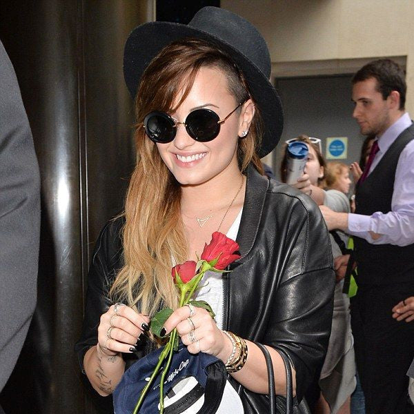 Demi Lovato Style Thick Frame Round Celebrity Sunglasses