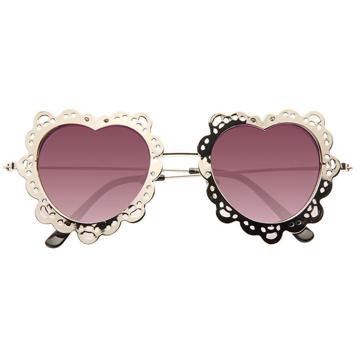 Carys Metal Scalloped Heart Sunglasses