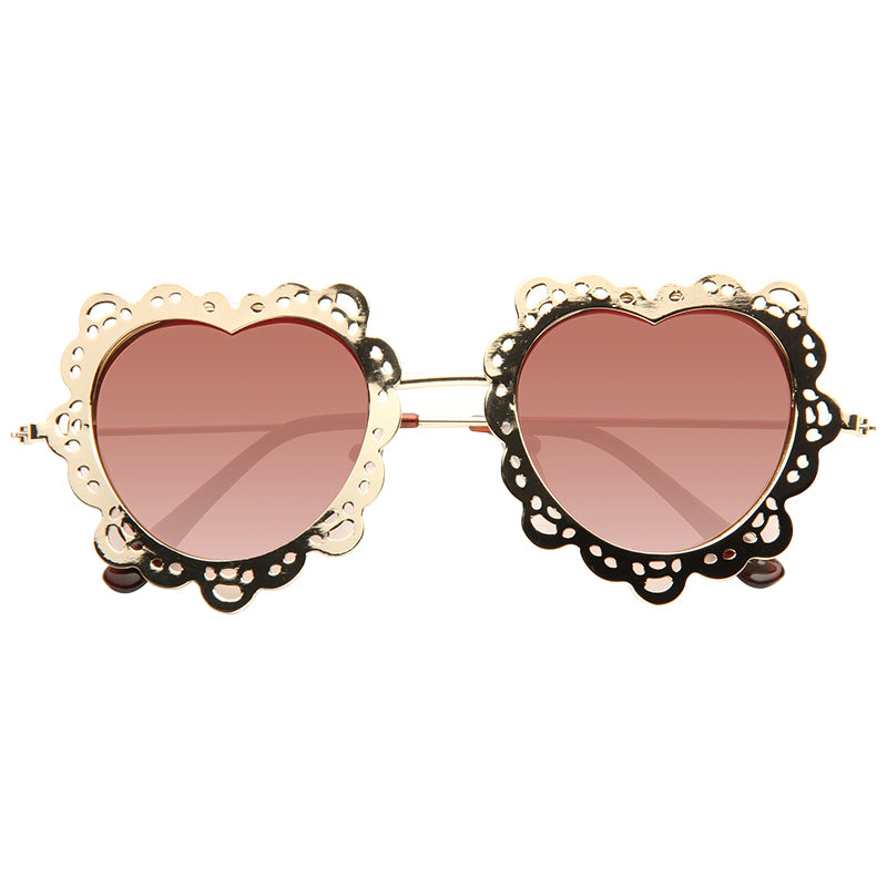 Carys Metal Scalloped Heart Sunglasses