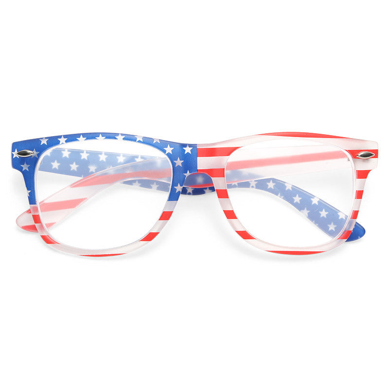 Glory American Flag Clear Horn Rimmed Glasses