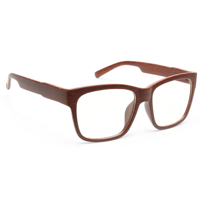 Harold Unisex Wood Grain Clear Horn Rimmed Glasses