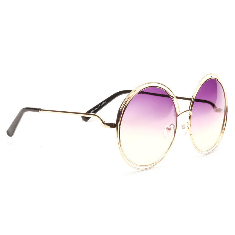 Carlina Designer Inspired Round Split Tint Sunglasses