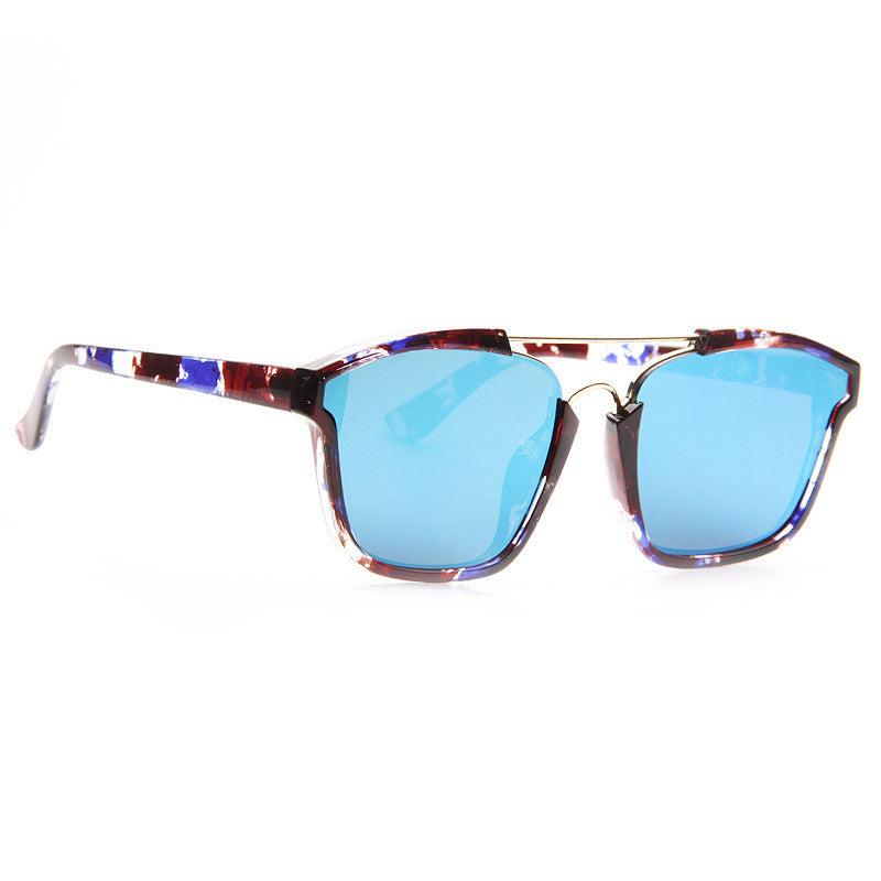 Abstract Designer Inspired Flat Lens Color Mirror Sunglasses