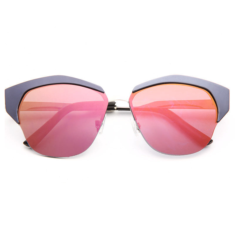 Mirrors Designer Inspired Metal Cat Eye Sunglasses