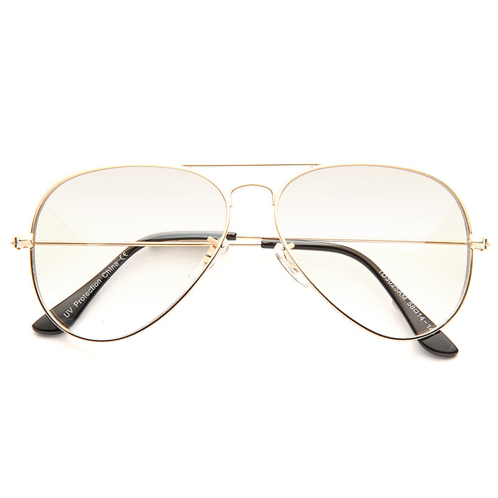 Classic 56mm Lightly Tinted Clear Aviator Glasses