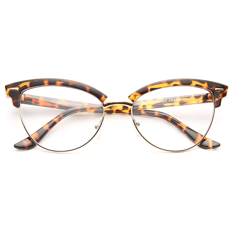 Evelyn Metal Frame Cat Eye Clear Glasses