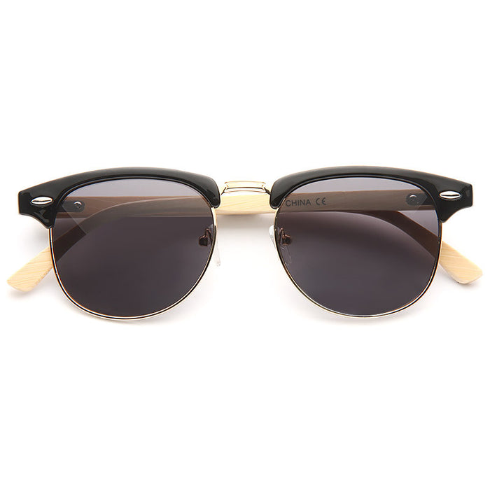 Peyton 5 Unisex Genuine Bamboo Half Frame Sunglasses