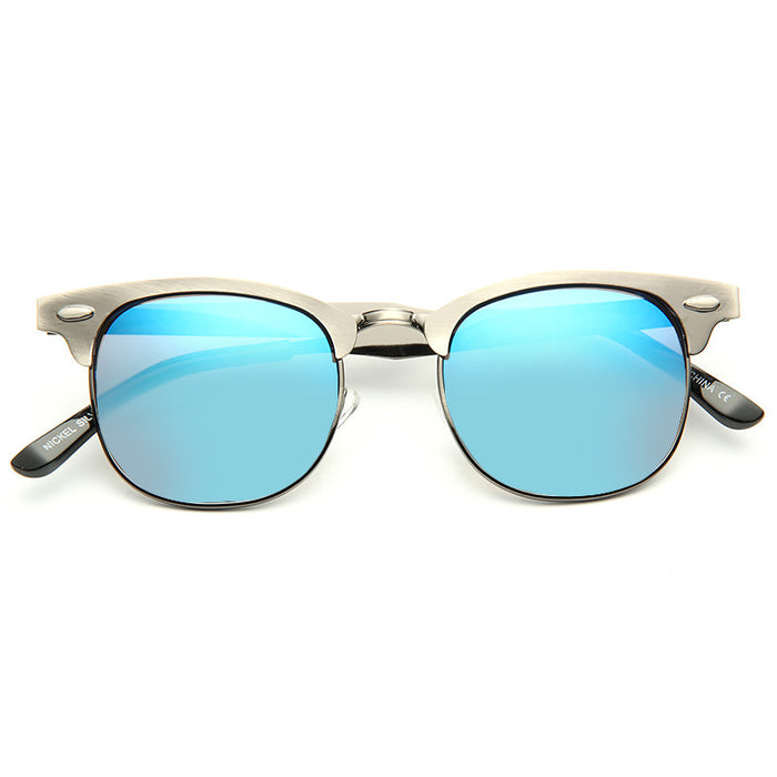 Peyton All Metal Mirror Lens Half Frame Sunglasses