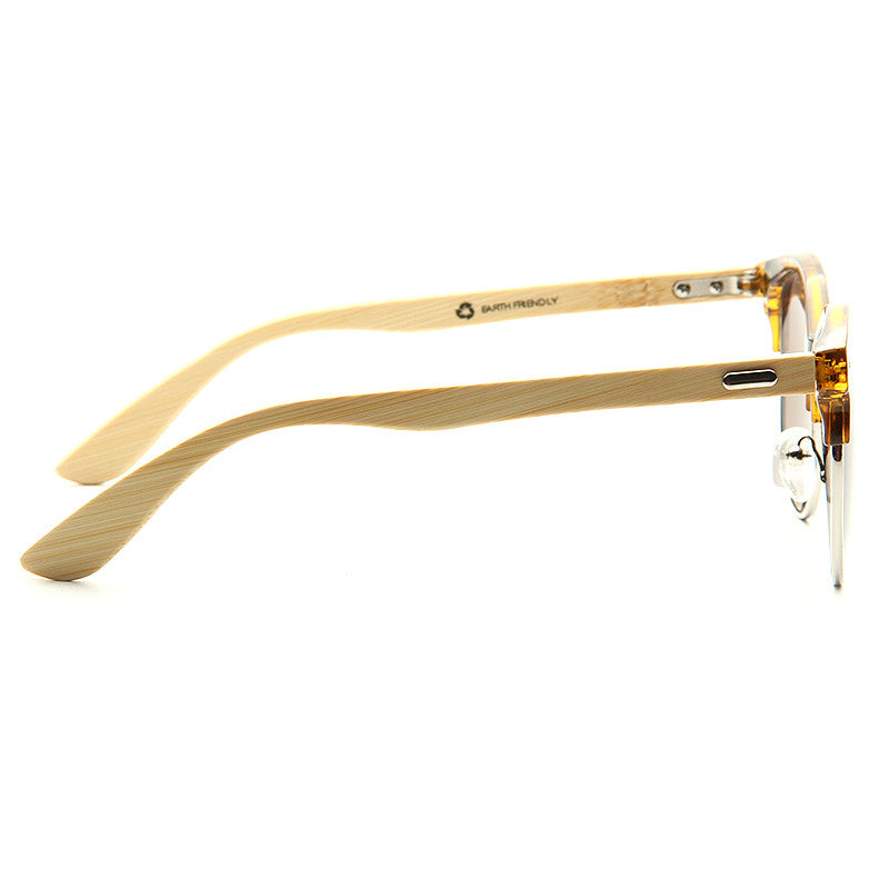 Peletier Unisex Genuine Bamboo Half Frame Sunglasses