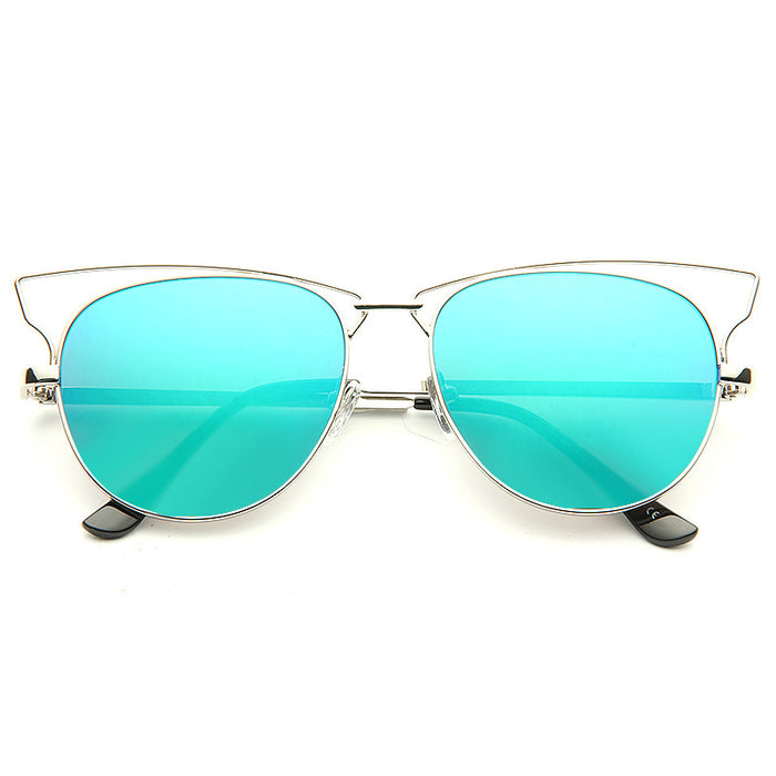 Technos Designer Inspired Color Mirror Half Frame Sunglasses