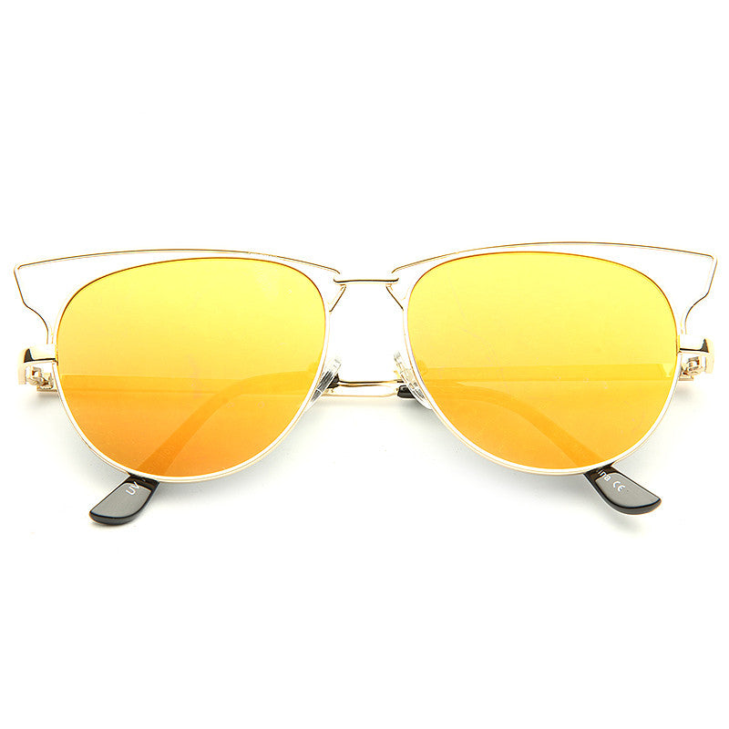 Technos Designer Inspired Color Mirror Half Frame Sunglasses