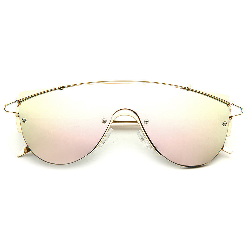 Zhora 2 Designer Inspired Flat Top Mirror Shield Sunglasses