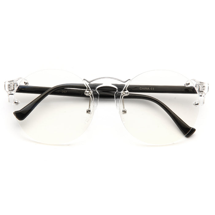 Winston Unisex Rimless Lightly Tinted Round Sunglasses