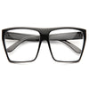 Paola Oversized Flat Top Metal Accent Clear Glasses