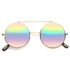 Hallick Color Mirror Round Flip-Up Metal Sunglasses