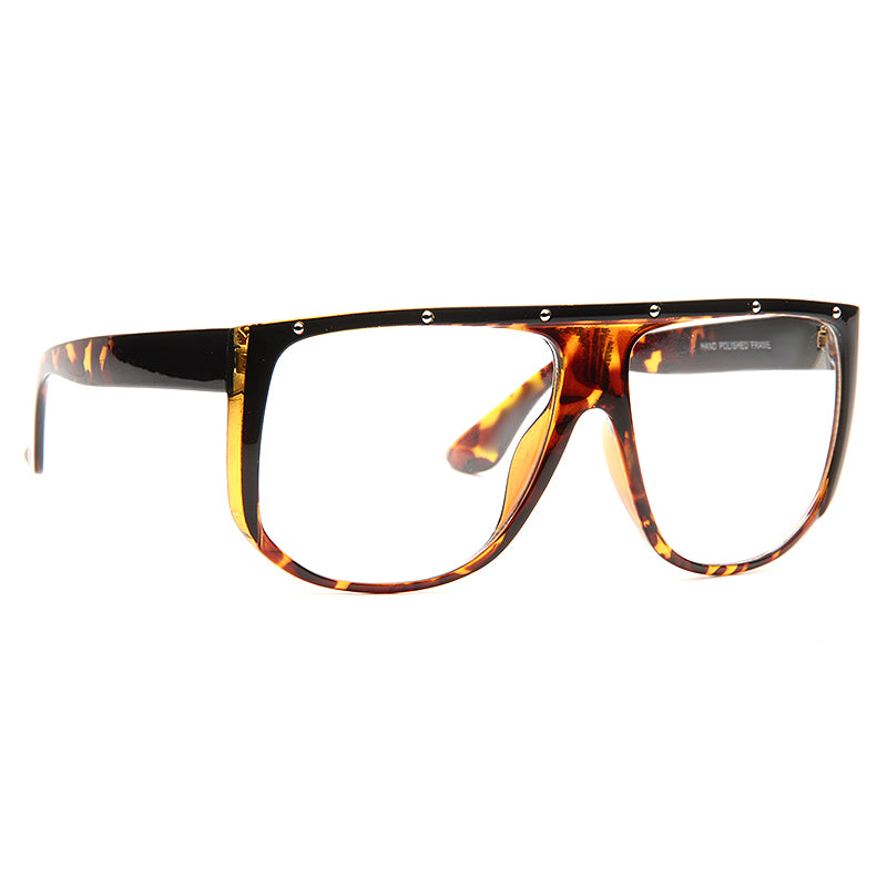 Superstud Designer Inspired Flat Top Shield Clear Glasses