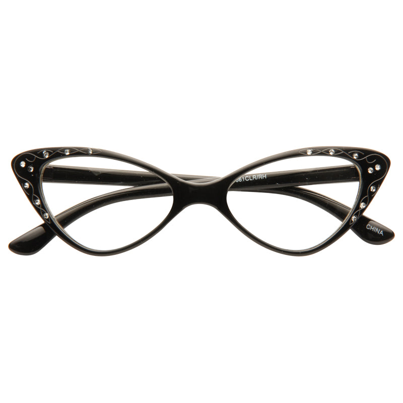 Mavis Rhinestone Solid Frame Cat Eye Clear Glasses