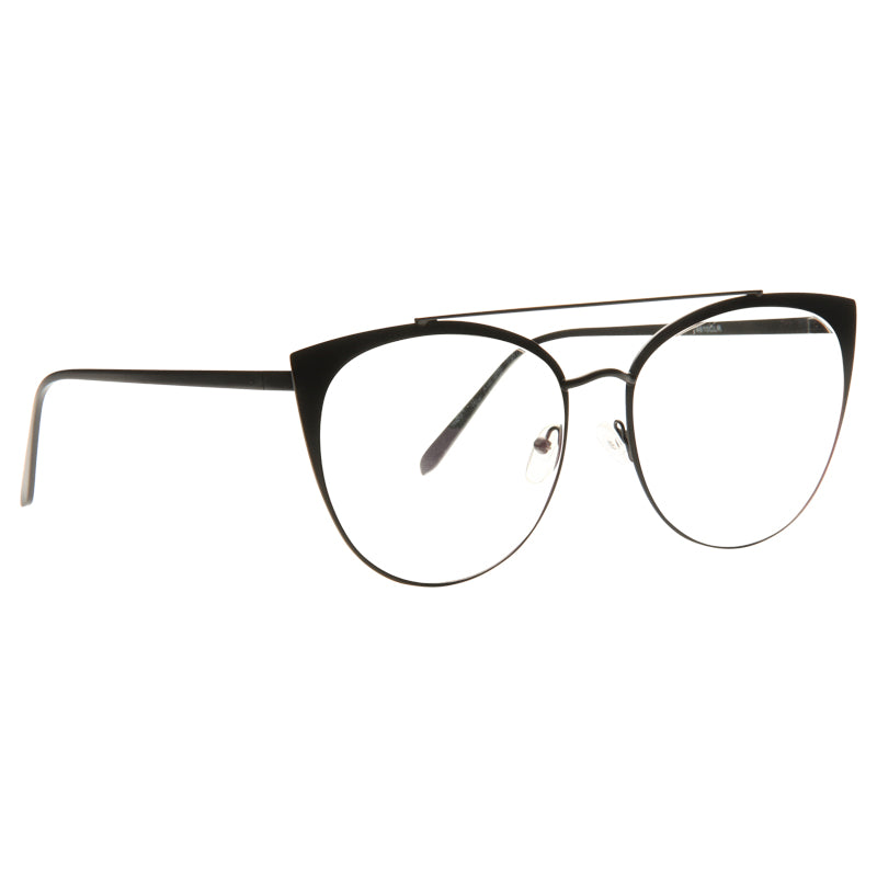 Fiona Metal Flat Lens Cat Eye Clear Glasses