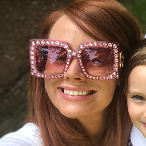 Kathryn Dennis Style Oversized Rhinestone Celebrity Sunglasses