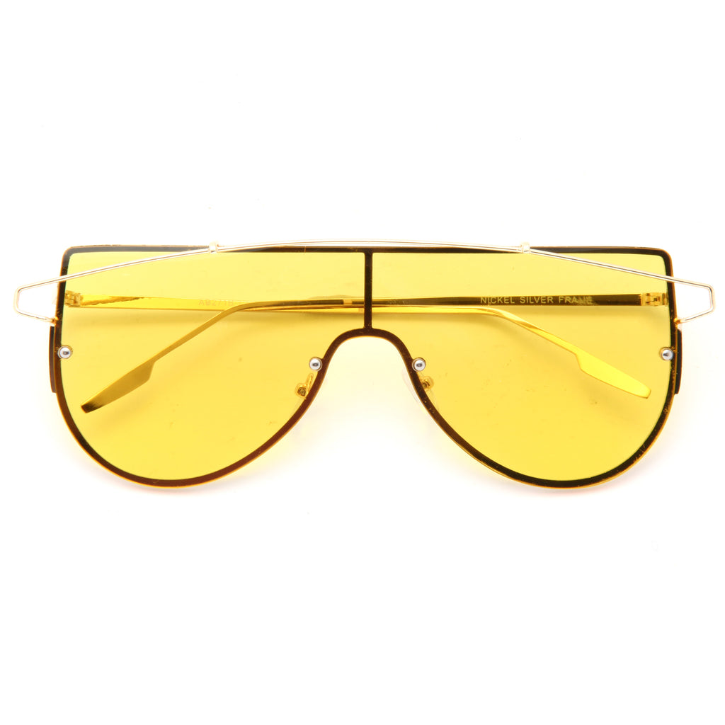 Zhora 2 Designer Inspired Flat Top Color Tint Shield Sunglasses