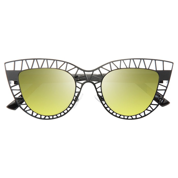 Steel Designer Inspired Cut-Out Cat Eye Sunglasses