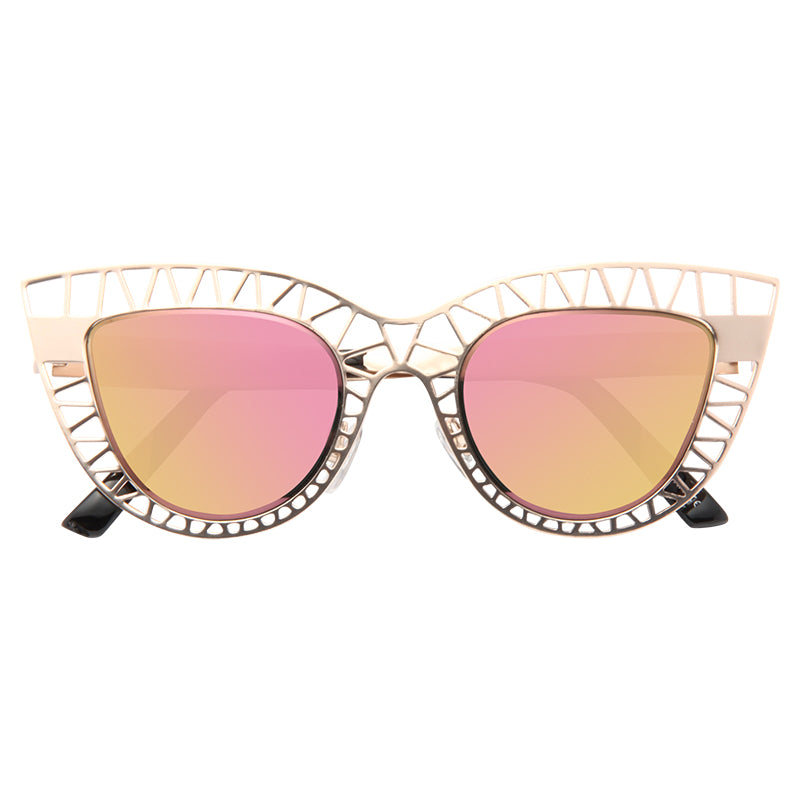 Steel Designer Inspired Cut-Out Cat Eye Sunglasses