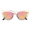 Steel Designer Inspired Cut-Out Cat Eye Sunglasses