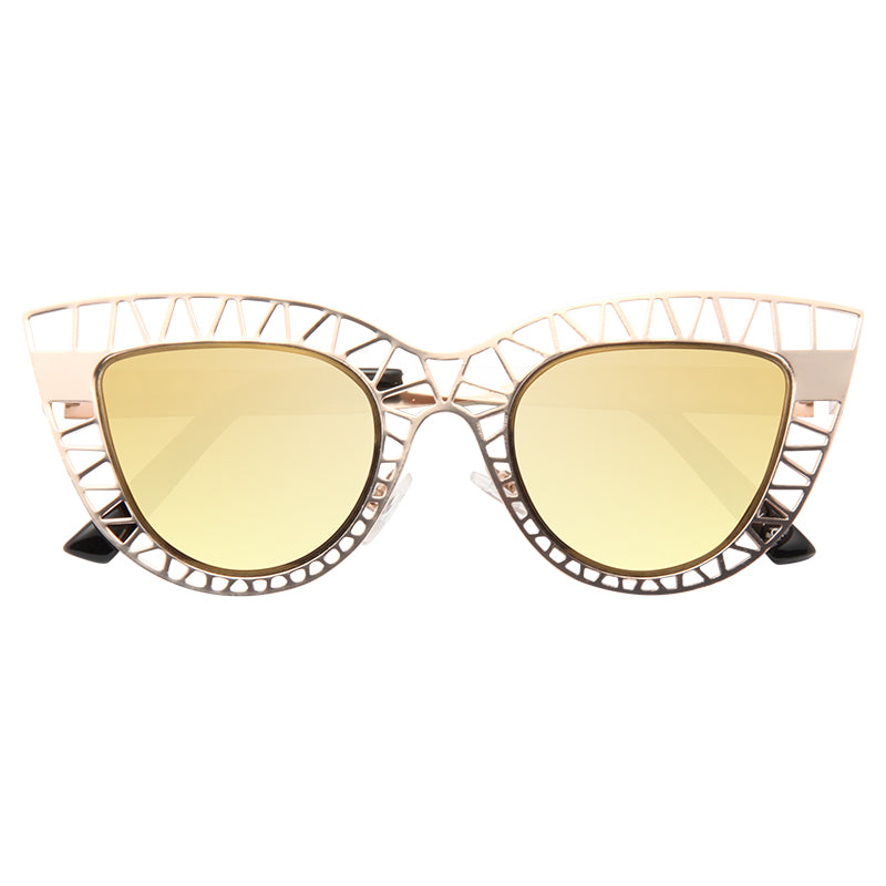 Steel Designer Inspired Cut-Out Cat Eye Sunglasses