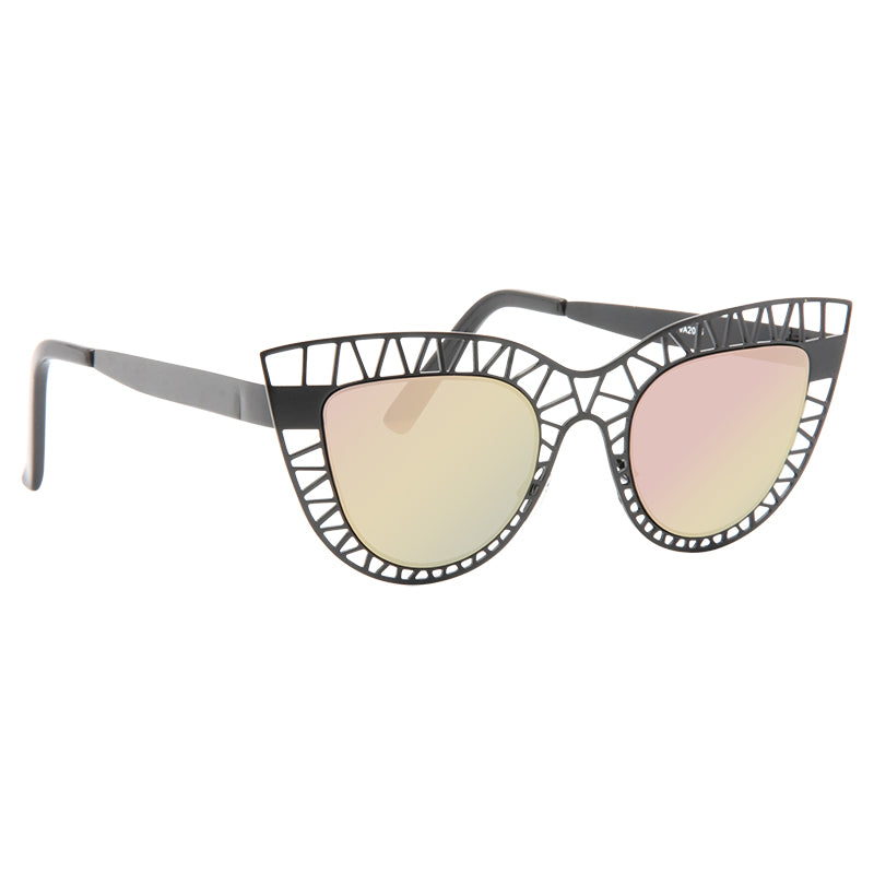 Steel Designer Inspired Cut-Out Cat Eye Sunglasses