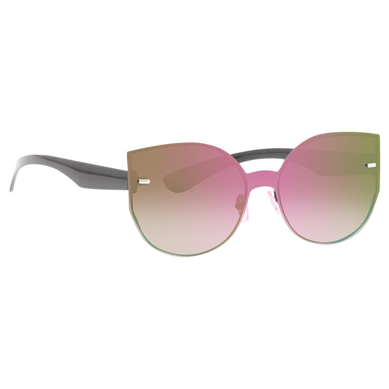 Callery Rimless Color Mirror Shield Cateye Sunglasses