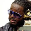 T-Pain Style Color Stripe Plastic Aviator Celebrity Sunglasses