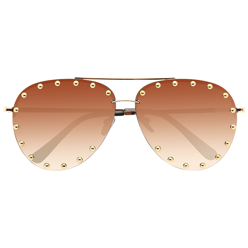 Downey Oversized 65MM Studded Aviator Sunglasses