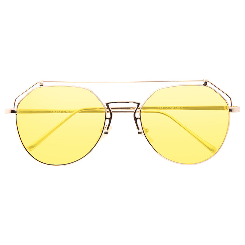 Dailey Flat Lens Color Tint Aviator Sunglasses